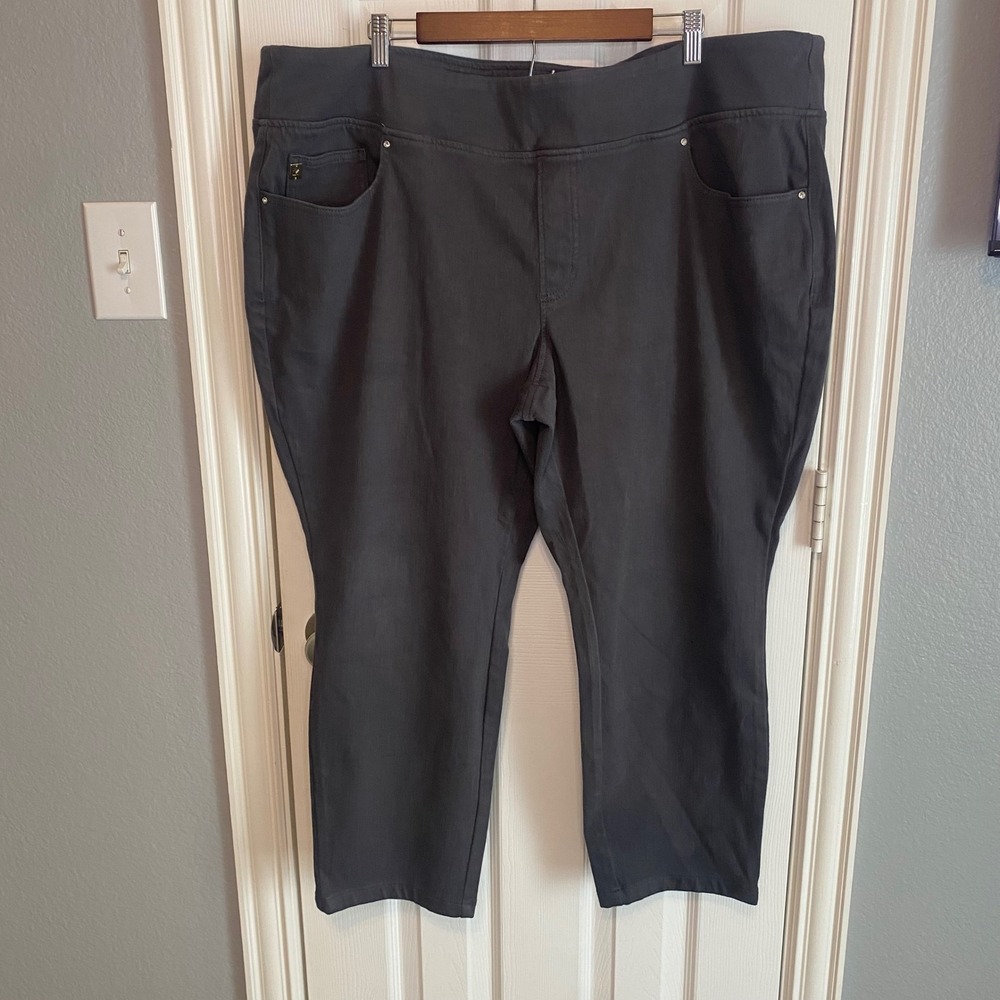 Belle by Kim Gravel Flexible Pull On Crop Pants Gray 28WP
